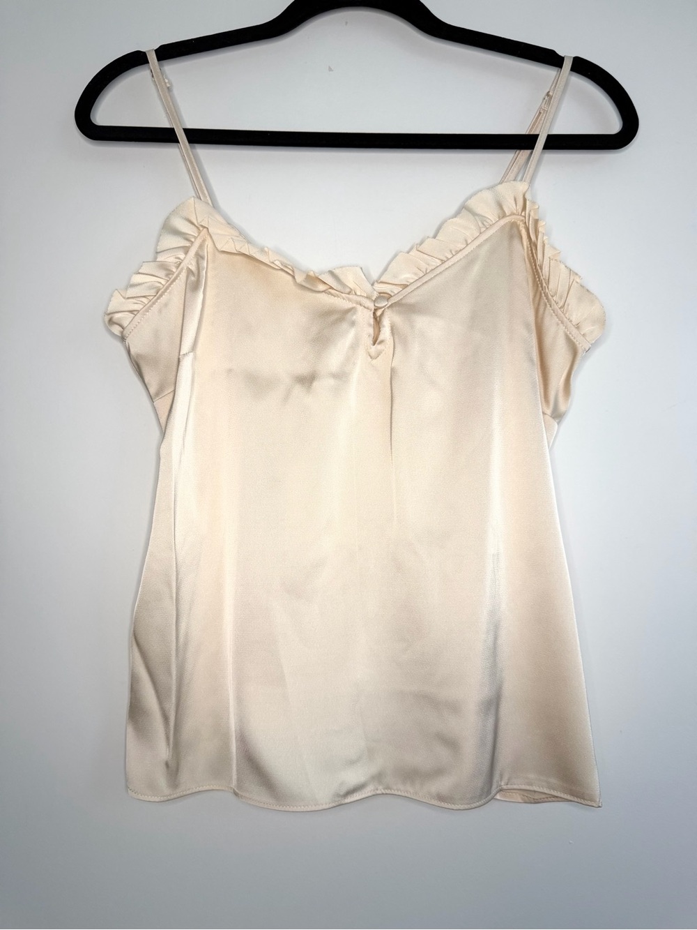 Parker Cream Satin Ruffle-Trim Camisole